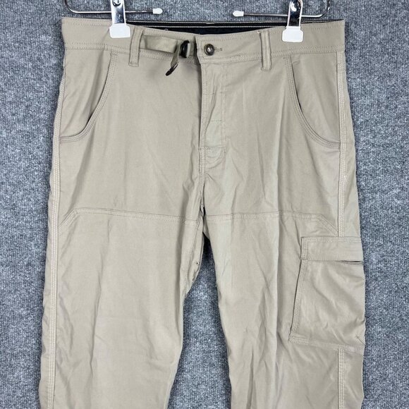 PrAna Cargo Hiking Pants Khaki Men's Med X 30L Born From The Experience Belt - Picture 3 of 10